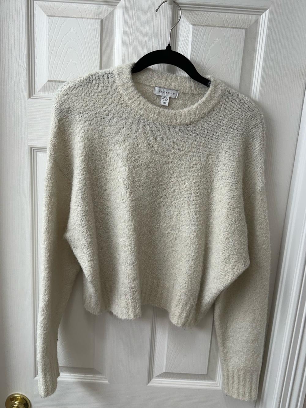 Topshop Cream Boucle Crewneck Sweater